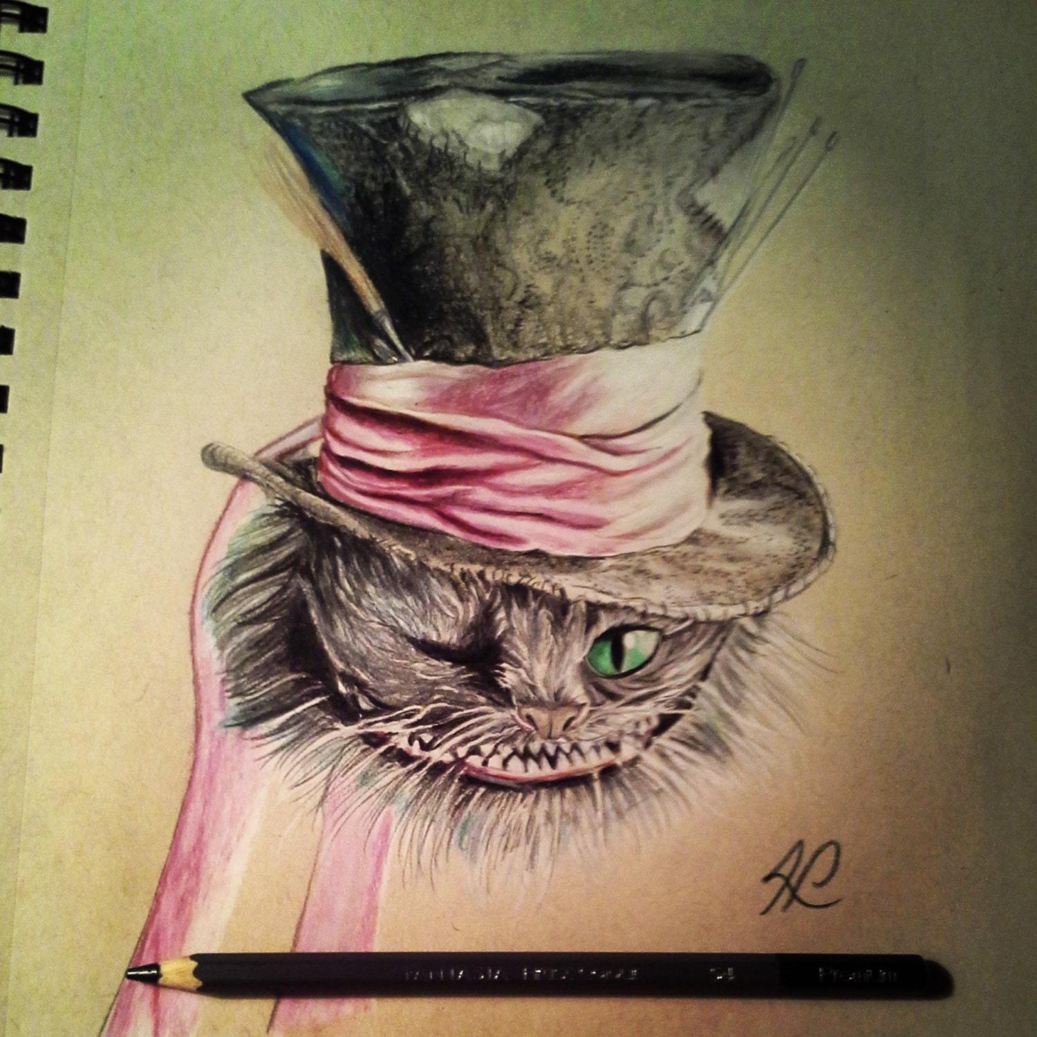 drawing graphite for paper pencil EnjoeyArt Cheshire cool Cat on Art Original by Etsy piece very