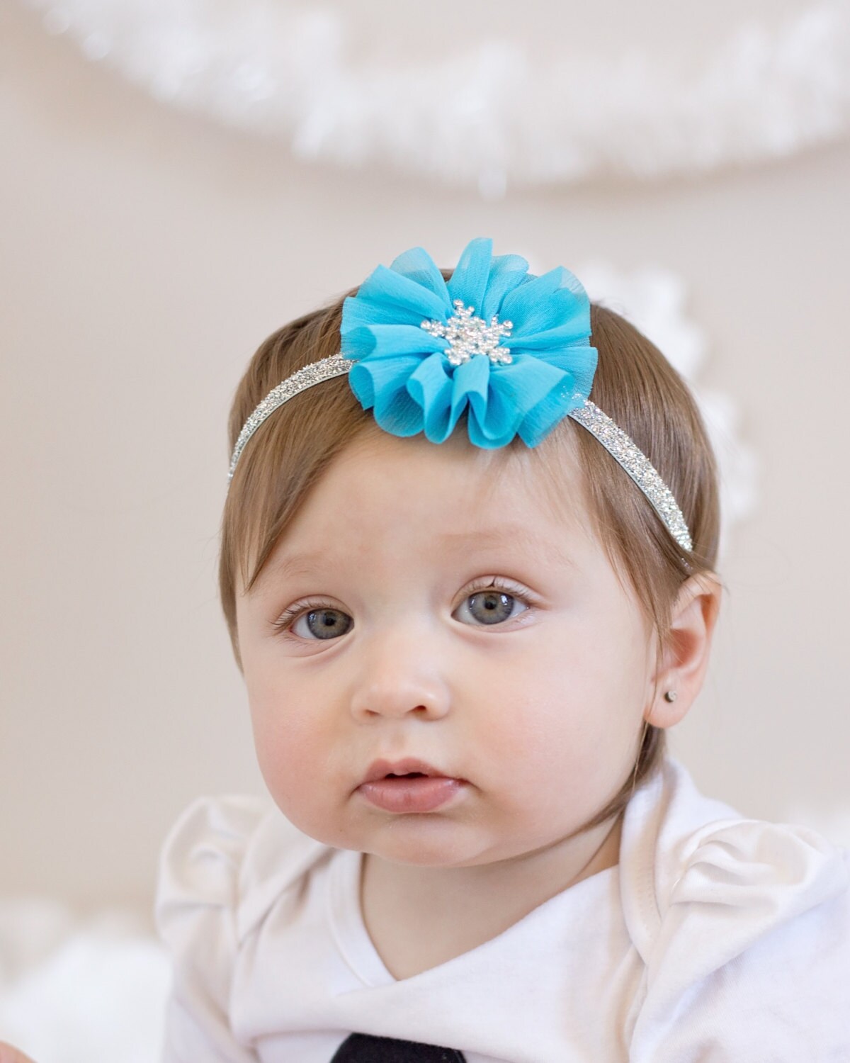 Blue Snowflake Headband, Winter Baby Headband, Snowflake Headband