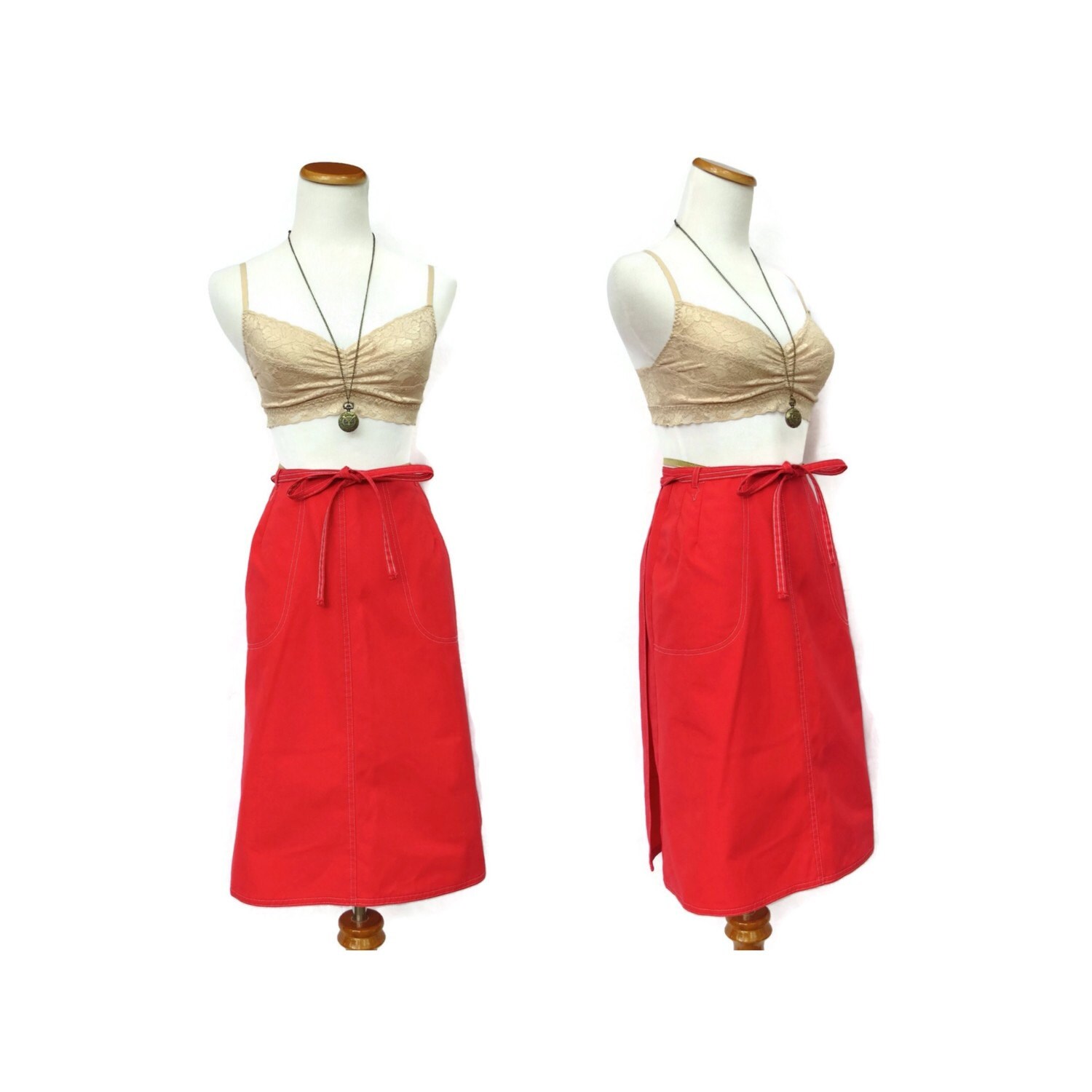 70s Wrap Skirt // Red Wrap Skirt // Hippie High by GoodLuxeVintage