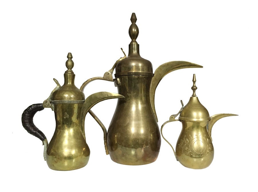 Set of Turkish Teapots / 3 Vintage Brass Collectibles