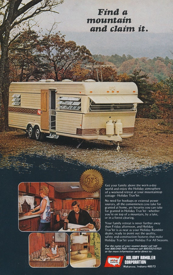 1973 Holiday Rambler RV Print Ad Vintage Advertising 1970s