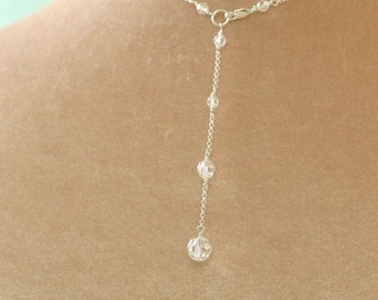 Back drop necklace, back drop bridal necklace, Swarovski crystal necklace wedding - Nancy