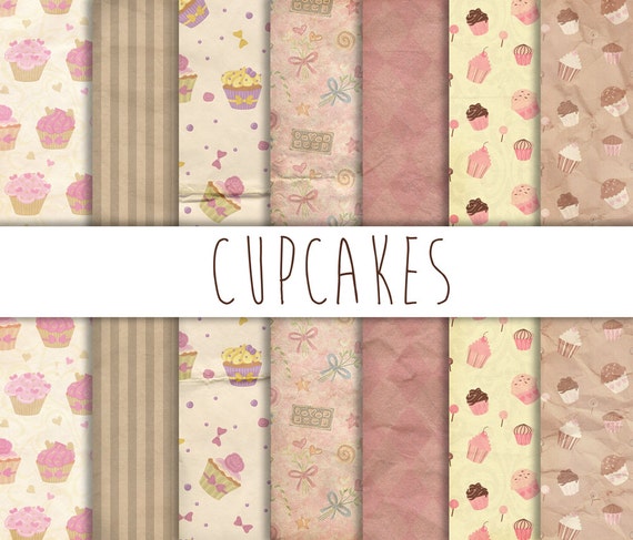 Cupcakes Digital Paper Pack Scrapbooking by lalalovestardesigns