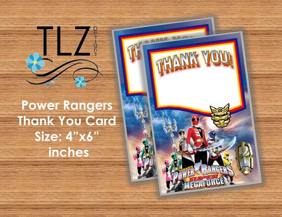 Power Rangers Thank You Card Printable Digital by TLZDesigns