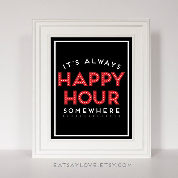 Items similar to Bar Print, Bar Cart Art, It's Always Happy Hour