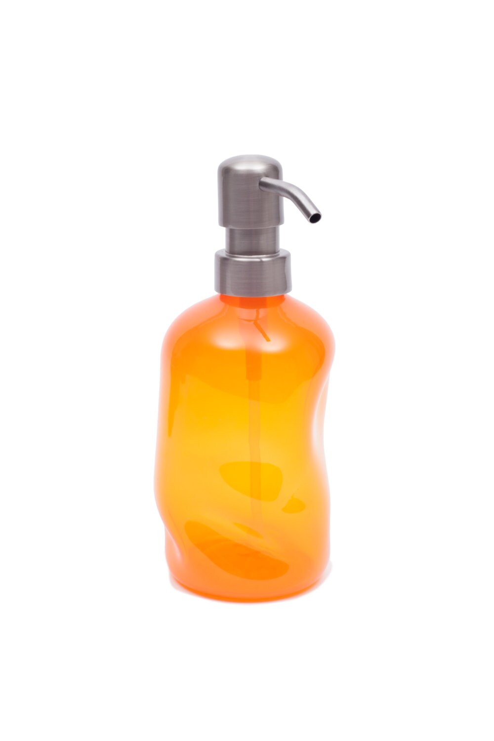 Soap pump / soap dispenser saffron orange blown glass soap