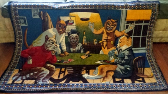 Vintage Tapestry Cats Playing Cards / Gambling Poker / Man
