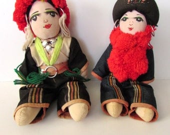 Two Pretty Rag Cloth Dolls From Thailand.