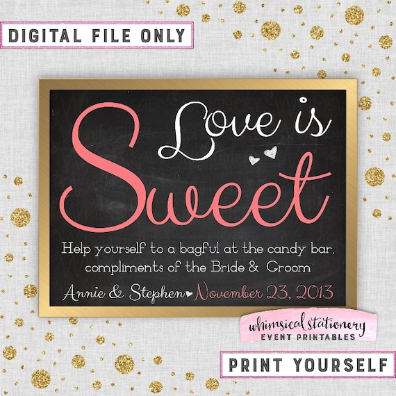 Candy Table Sign for Wedding Printable File by WhimsicalStationery