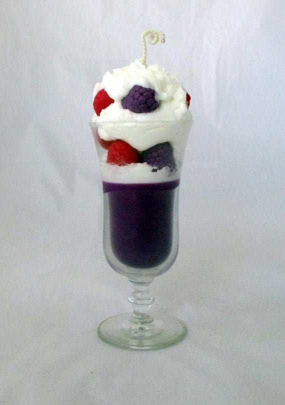 Items similar to Berries & Cream Candle, dessert candle, parfait candle