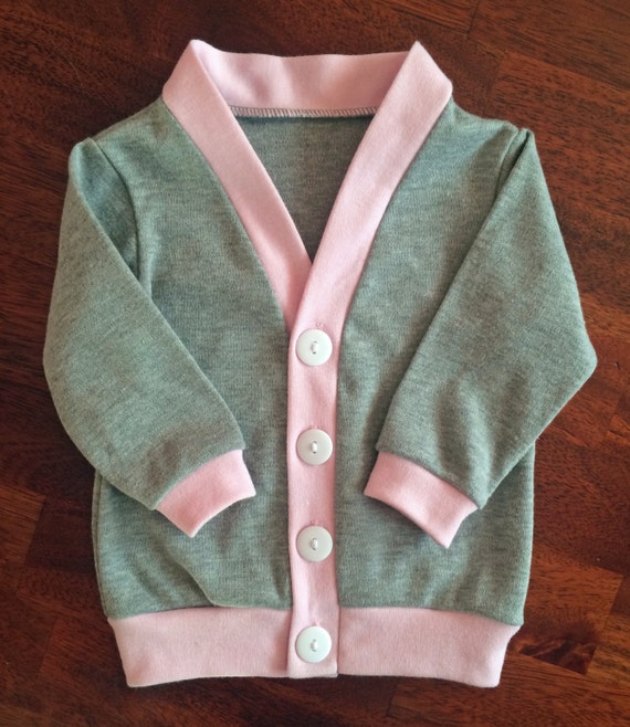 Items similar to Gray with Pink Cardigan, Girls' Cardigan, Toddler
