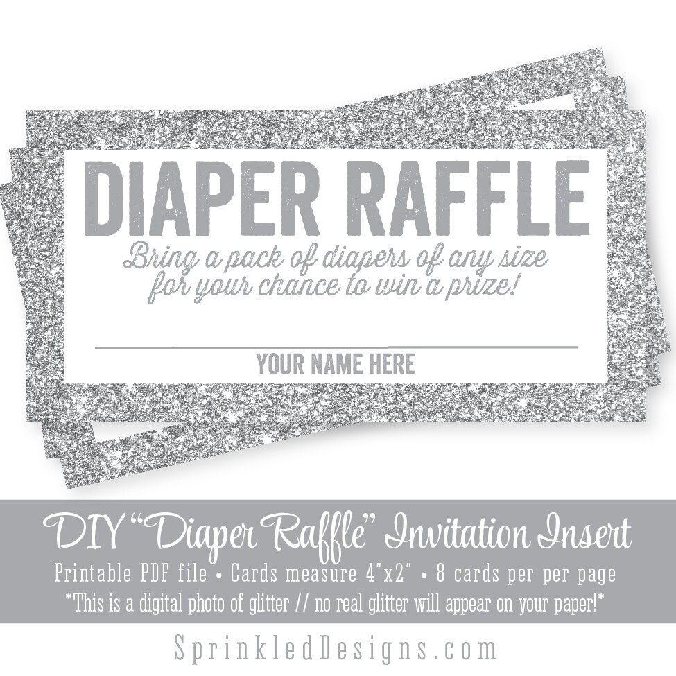 Printable Diaper Raffle Tickets Silver Glitter by SprinkledDesign