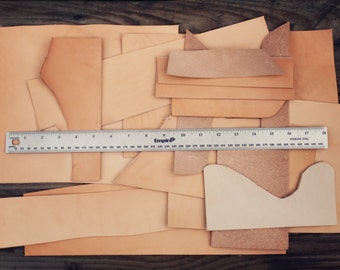1lb Leather Scraps, Vegetable Tanned Leather, Luxury Tooling Leather, Leather Remnants, full grain, various sizes