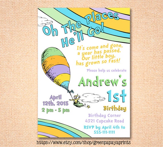 Oh The Places You'll Go Birthday Invitation by ...