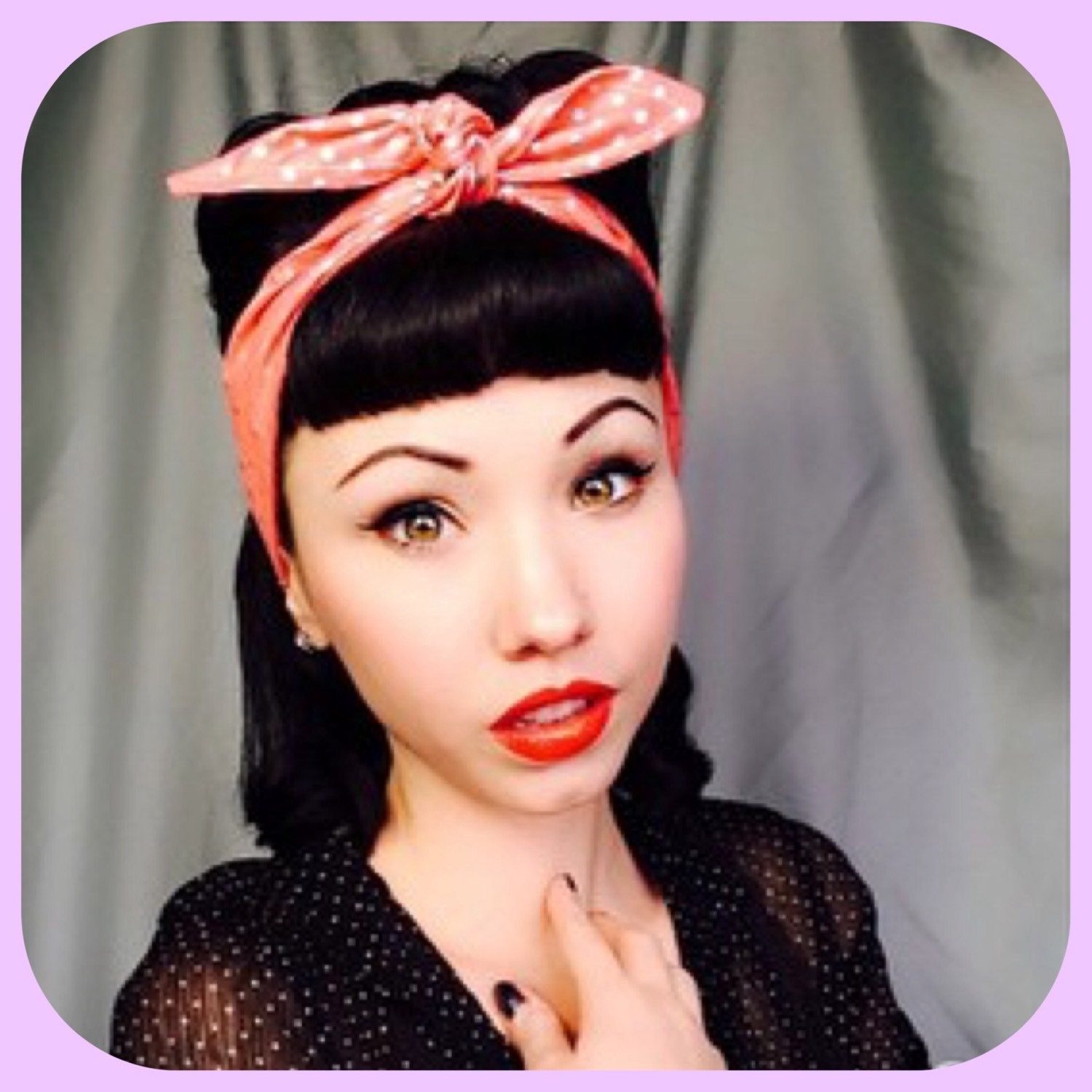 Rockabilly Head Scarves in Coral and Silver by MermaidPondDesigns