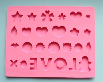 Shiny "Love" Hearts Silicone Mold for Resin, Food, Polymer Clay & More