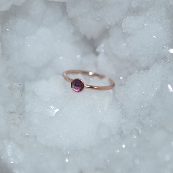 Amethyst Nose Ring - Solid Gold Nose Hoop - Rook Piercing - Cartilage Earring - Tragus Earring - Daith Ring - Helix Hoop - Nose Piercing 20g