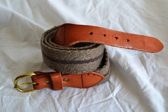 1980s Preppy Belt Canvas & Leather Belt by ApplePickerVintage