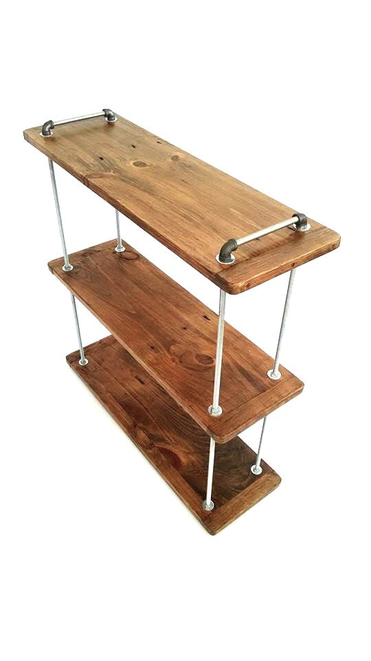 Multi Level Adjustable Threaded Rod Shelf Reclaimed Wood