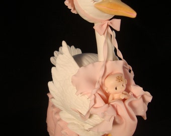 Baby Shower Cake Topper, Baby Shower Storks, Pink Stork Baby Shower, Stork Cake topper, Stork Favors, Stork Cake Topper, Pink Cake Toppers