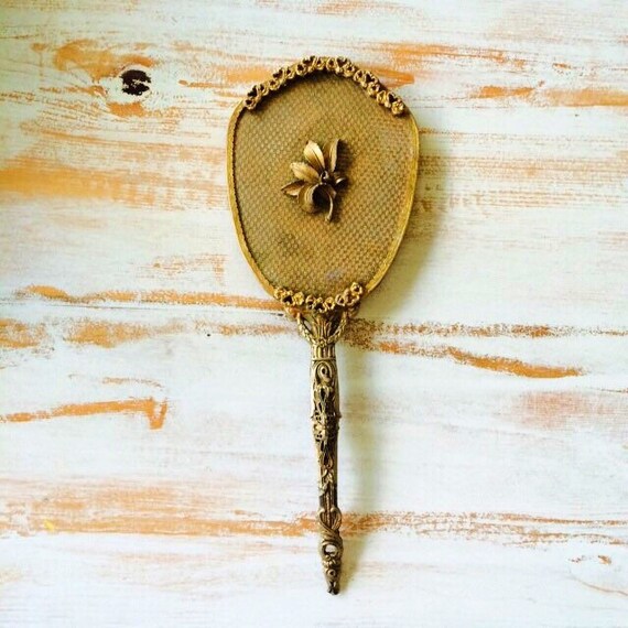 Antique Silver Ornate Feminine Hand Mirror Free by ShopKingDude
