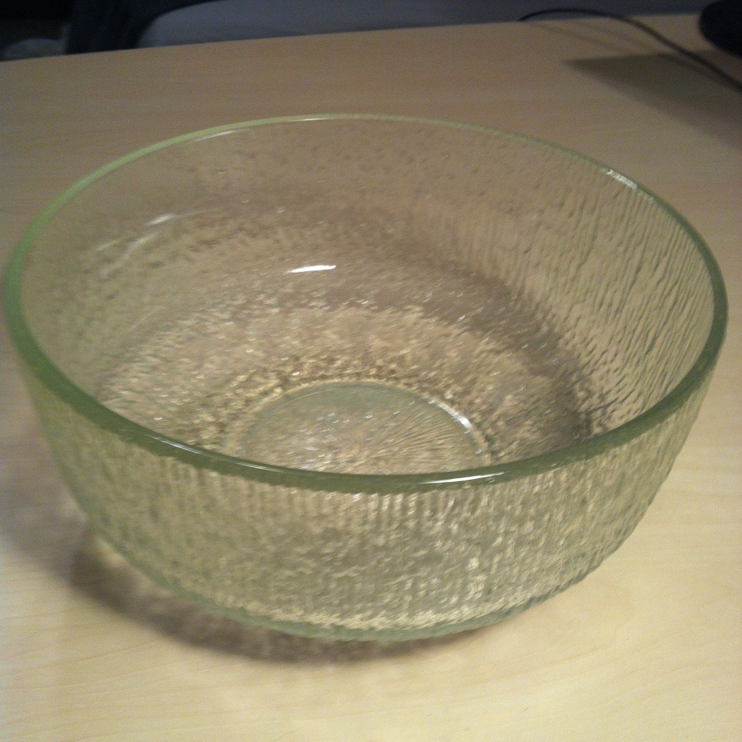 Vintage Clear Tree Bark Carnival Glass Clear Serving Bowl glassware