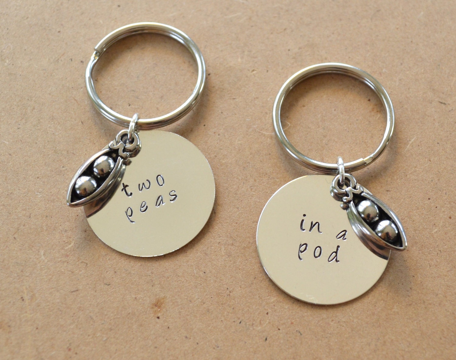 Two Peas in a Pod Keychain Set Best Friend's Keychain