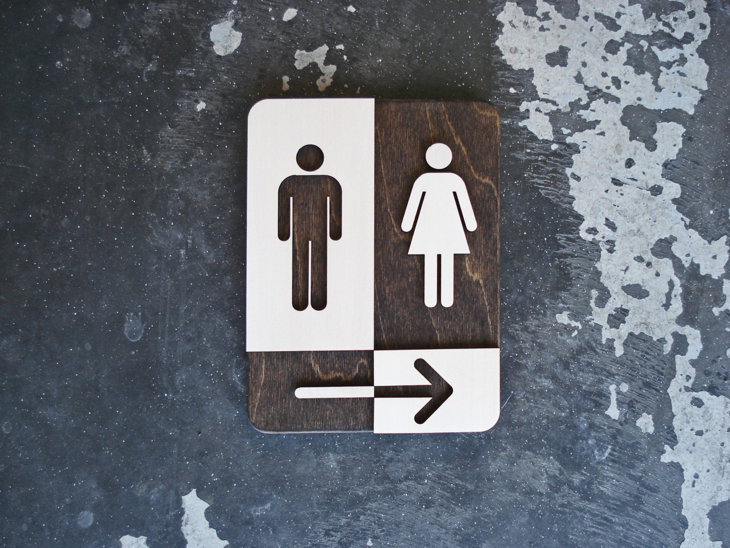 Unisex Restroom Sign with Arrow Unique Bathroom Decor