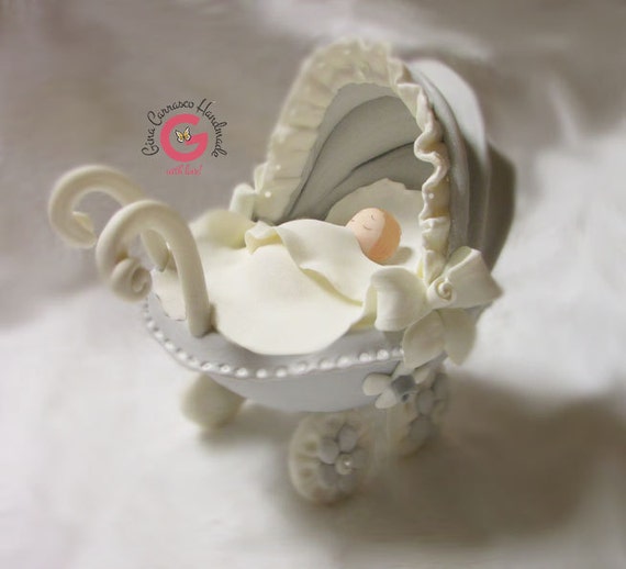 Baby shower cake topper Baby Carriage Cake by GinaCarrascoHandmade