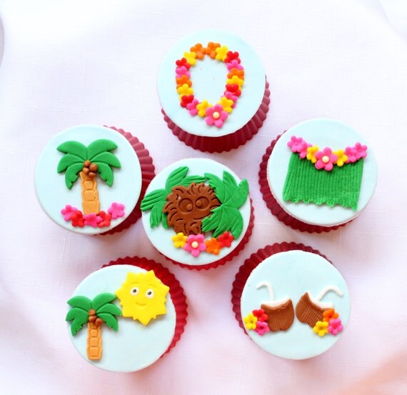 12 Luau Hawaiian leis tropical edible fondant by InscribingLives