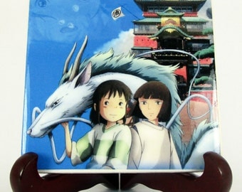 Spirited Away Studio Ghibli collectible tile Hayao Miyazaki cute Ghibli gift idea Spirited Away Haku and Chihiro