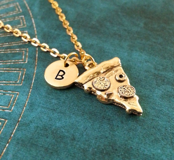 Pizza Necklace Gold Pizza Jewelry Pepperoni Pizza Gift