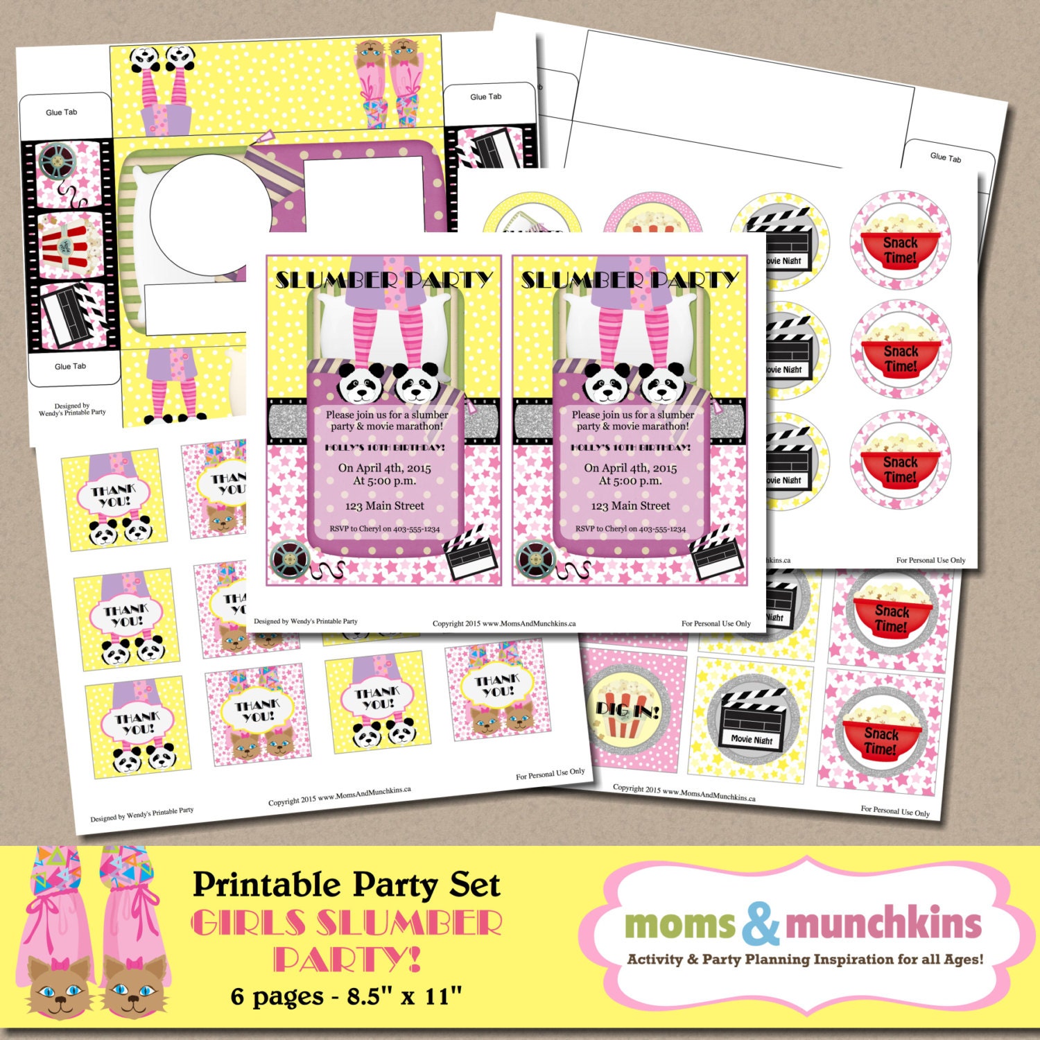 Slumber Party Printables for Girls Movie Marathon
