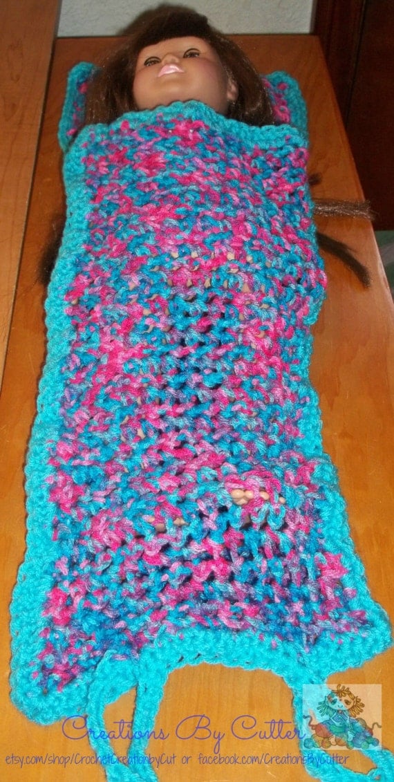 12 or 18 Doll Crocheted Sleeping Bags and Pillows