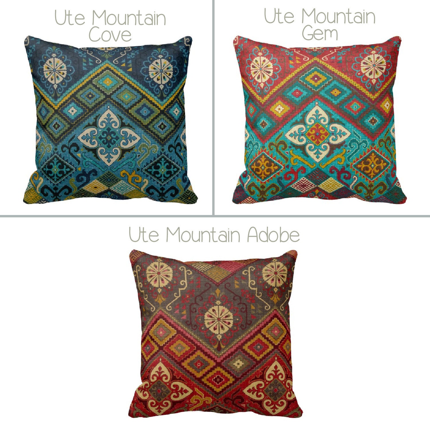 Zippered Indian Eclectic Pillow Cover Teal Navy Gold Orange
