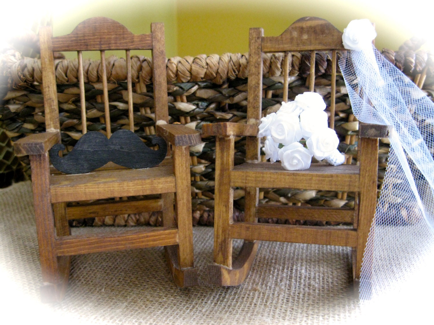 Rustic Wedding Rocking Chair Cake Topper with