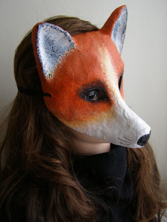 Fox mask Paper mache mask Animal mask Fox head Fox by EpicFantasy