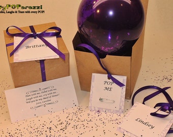 Pop The Balloon Will You Be My Bridesmaid personalized message hidden in balloon in box wrapped in ribbon in your wedding colors!