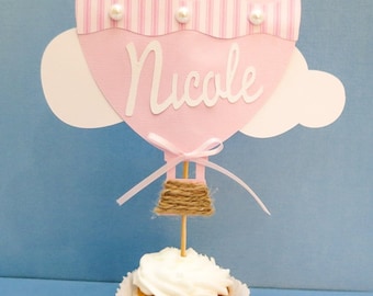 Personalized Hot air Balloon Cake Topper