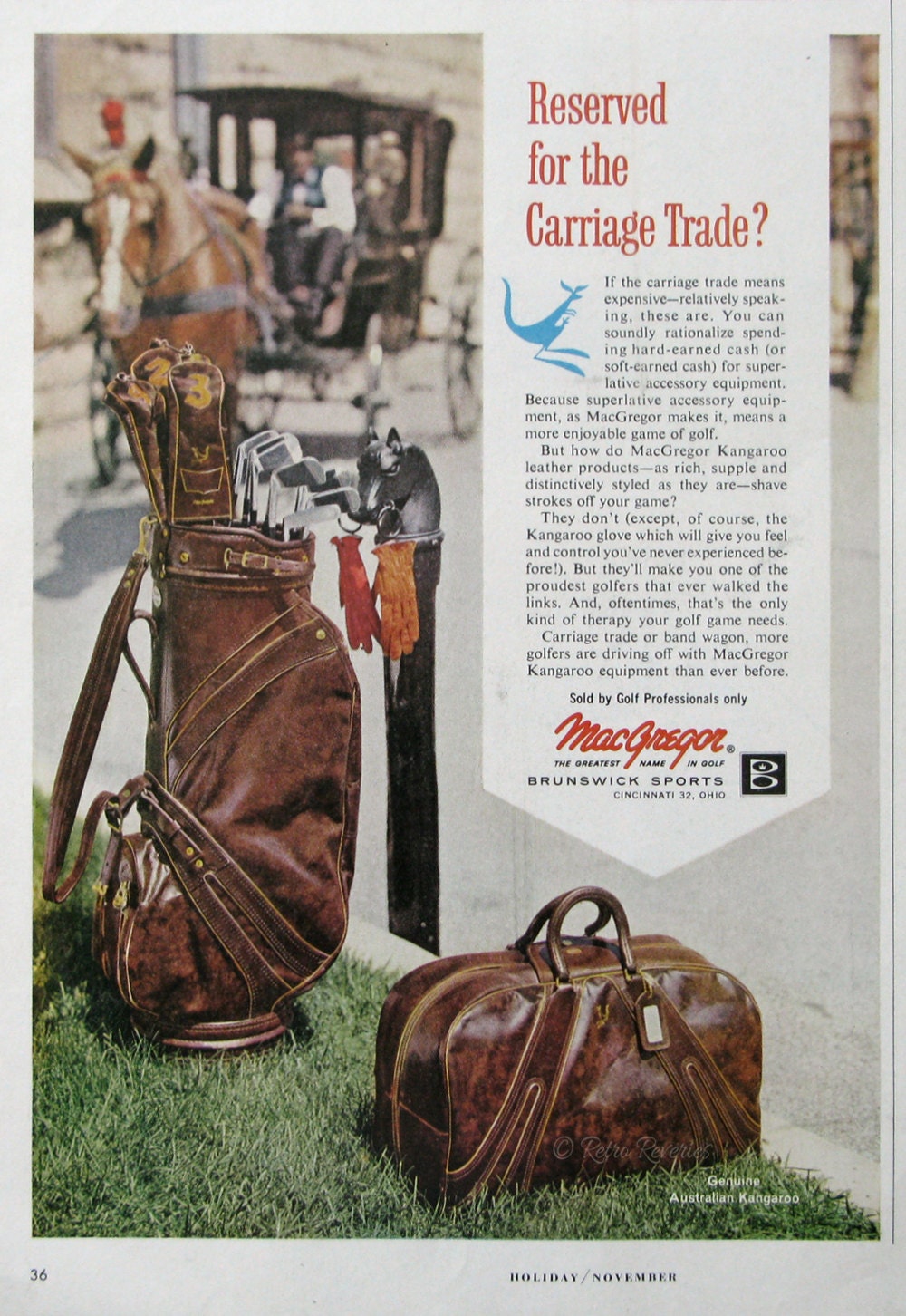 1963 MacGregor Kangaroo Leather Golf Bags Ad by RetroReveries