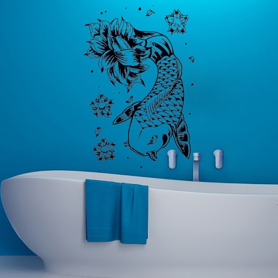  Wall  Decals Koi Fish  Decal Vinyl Sticker Bathroom  by CozyDecal