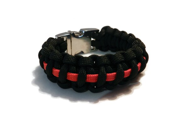 Firefighter Thin Red Line Paracord Bracelet with by EMSALERTS