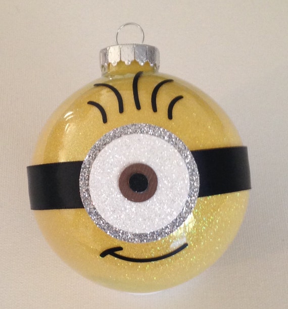 minion christmas glitter ornament 3 25 glass ball by makeitamy minion christmas glitter ornament 3 25 glass ball by makeitamy