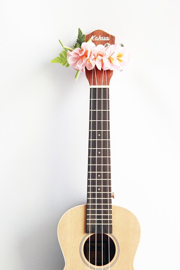 ribbon lei for ukulele / pink plumeria /ukulele accessories