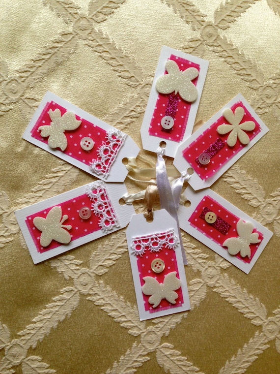 Set of 6 hand made decorative gift tags in by JoannaJanCreations