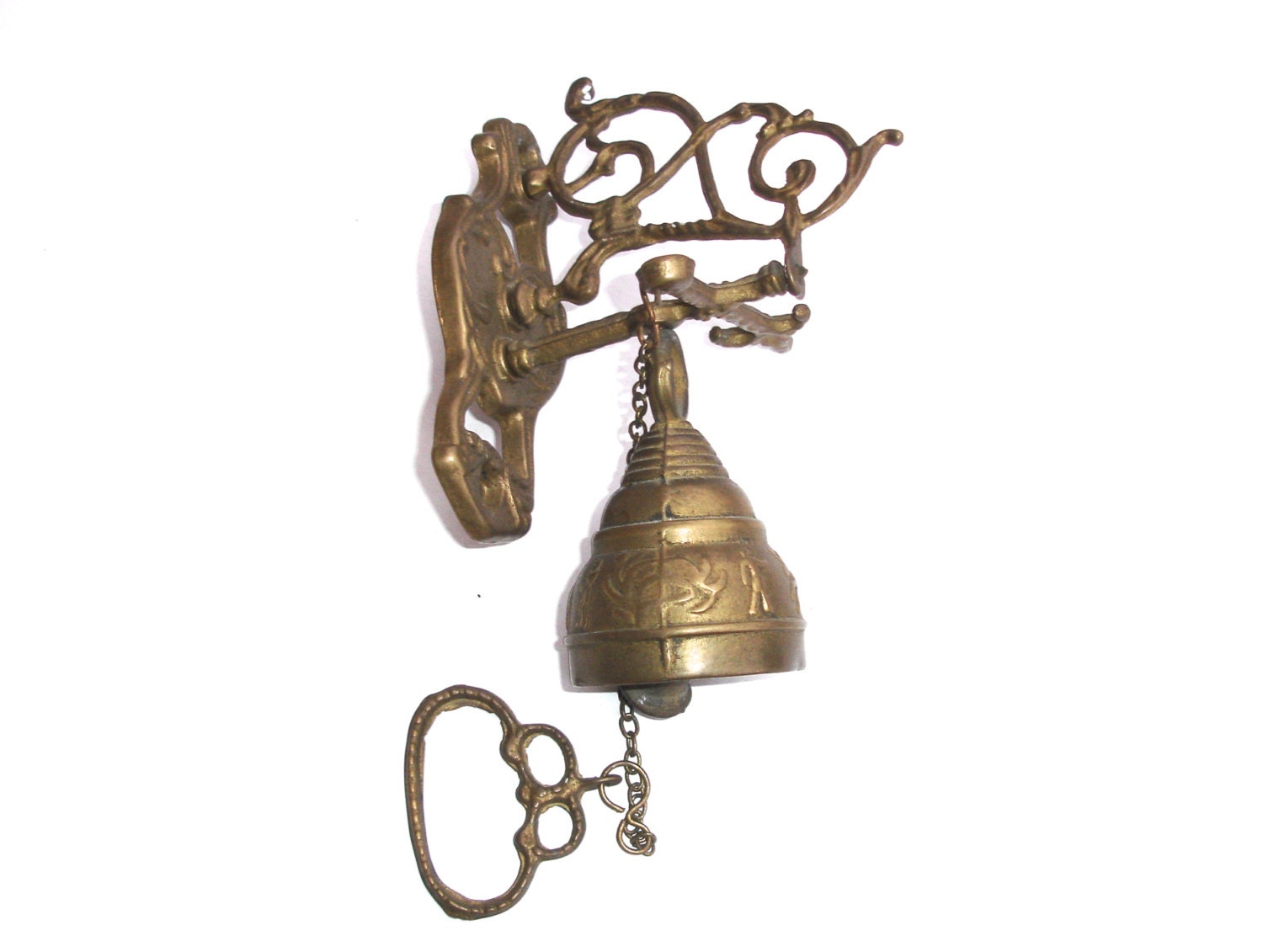 Vintage Brass Door Bell with Pull Chain Vintage Brass Door