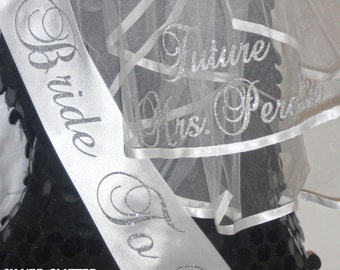 Bachelorette Veil Set, Bachelorette Sash and Veil, Personalized Veil & Sash, Bridal Veil and Sash, Monogrammed Veil and Sash By Sashanation