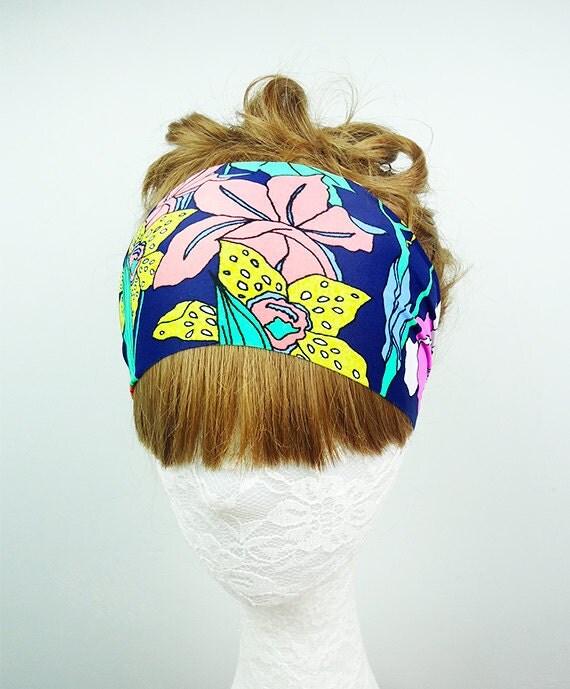 Floral Lycra headband, headpiece, yoga headband, Hair Accessories, Women's headband, workout headband, workout headband