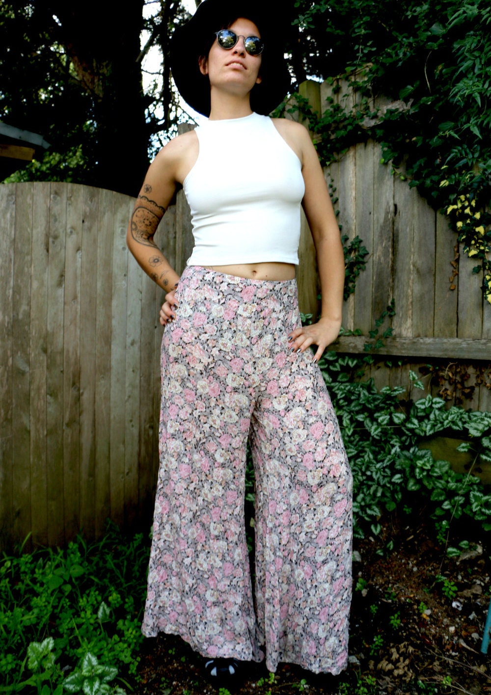 70s flower pants