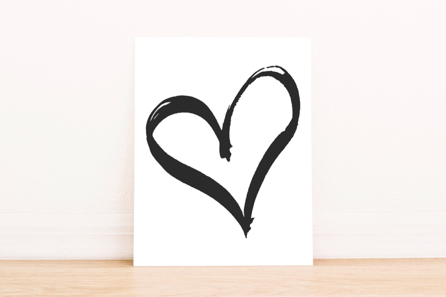 PRINTABLE Art Painted Heart Black and White by WishfulPrinting
